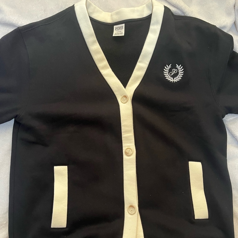 PINK black and cream cardigan